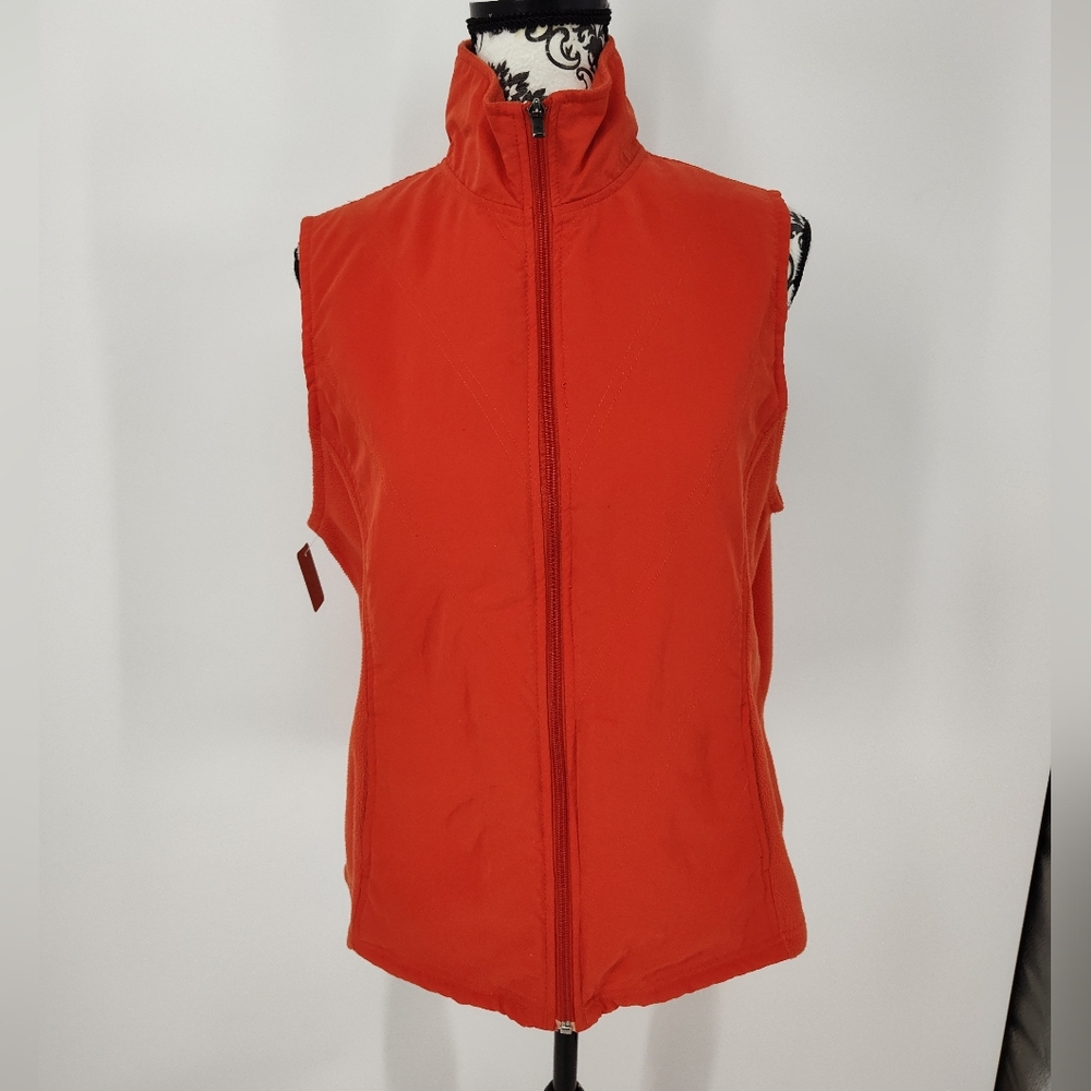 Columbia Orange Quilted And Fleece Women's Vest Size Large